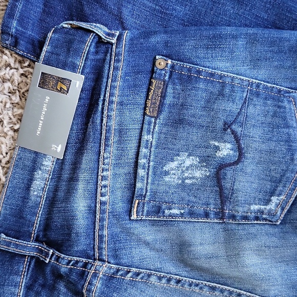 NWT 7 For All Mankind Jeans Austyn Relaxed Straight Leg Size 30 Distressed - Picture 4 of 6